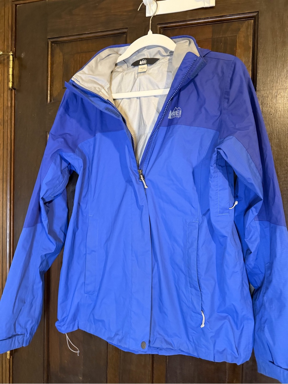REI Women's Two-Tone Blue Waterproof Hooded Jacket